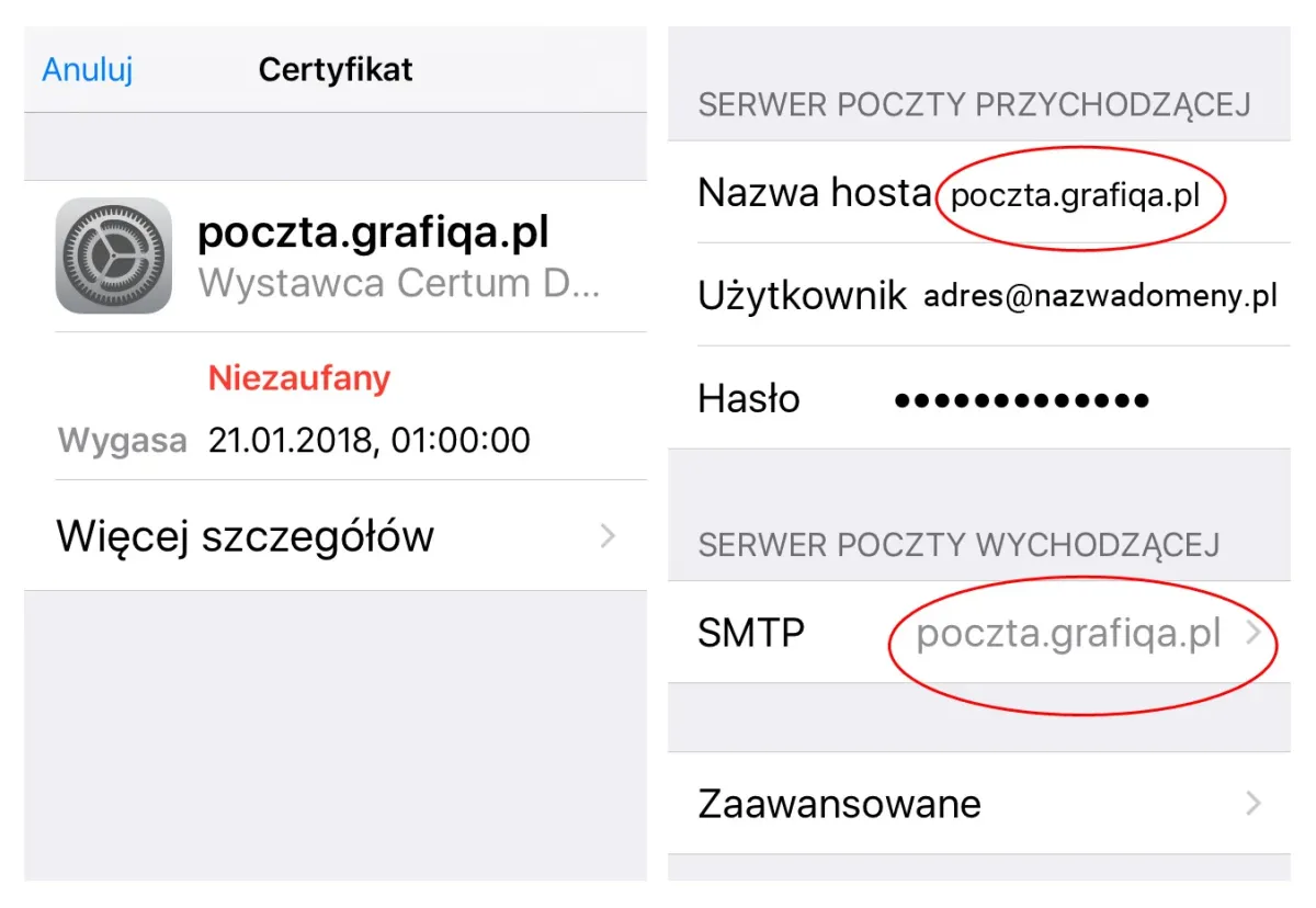 If you see a similar message, please check that the server name has been entered correctly, as in the preview shown alongside.